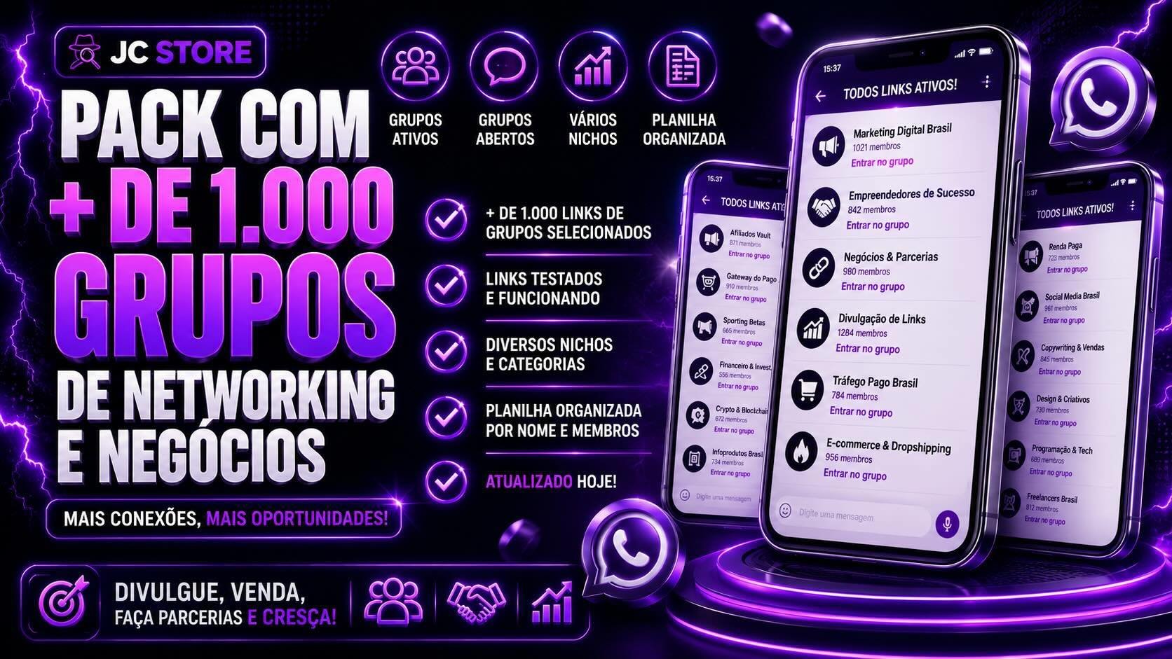 PACK COM +1.000 GRUPOS DE NETWORKING