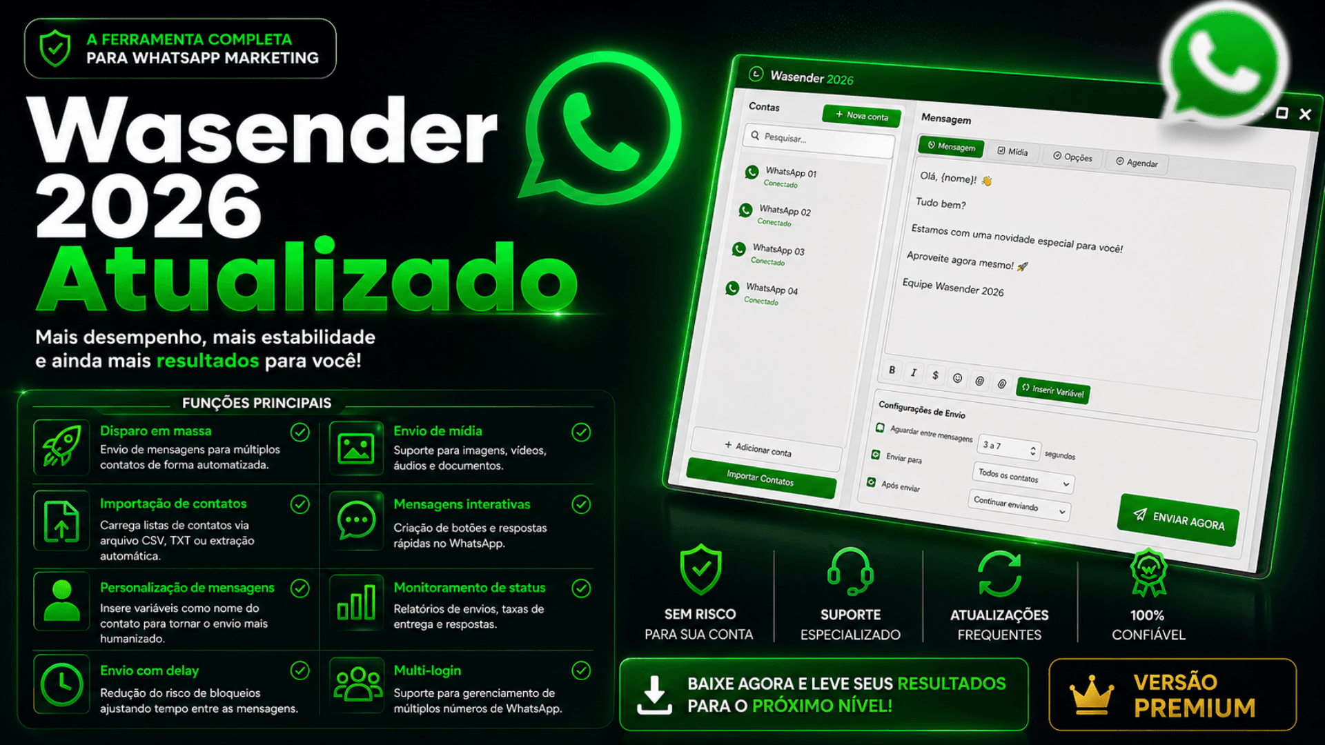 🛒 • WA SENDER PC (DISPARO WHATSAPP) 🔥🟢 (ATUALIZAÇÃO 2026) 🟢